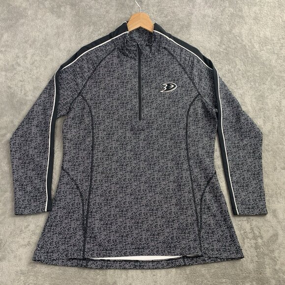Peter Millar Sweatshirt Womens XL Anaheim Ducks Gray Hockey Lightweight 1/4 Zip - Picture 1 of 9